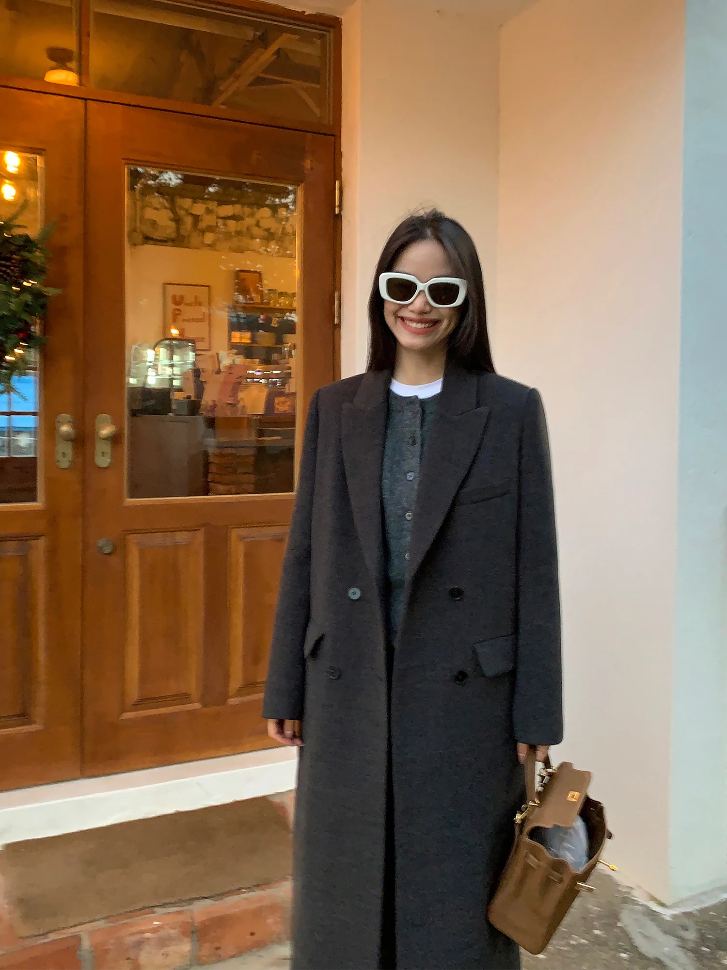 

Шерстяное пальто Pusumede Bla для женщин: стильное, универсальное, с ощущением премиум-класса, в корейском стиле, для повседневной носки, прямого кроя.