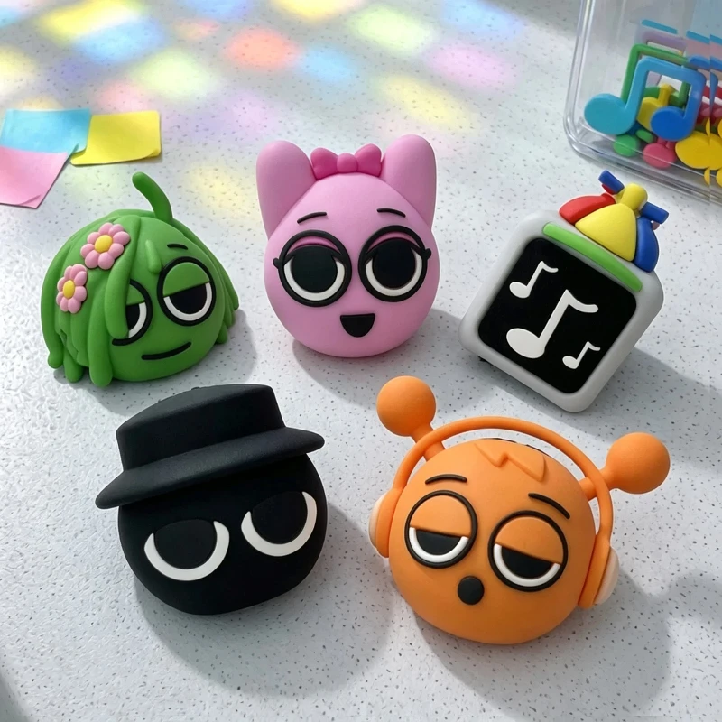 5pcs/Set Hot New Sprunki Sound Cartoon Figures Cute Speaker Soundbox Silicone Doll Mini Desktop Decor Music Game Model Toy Gifts