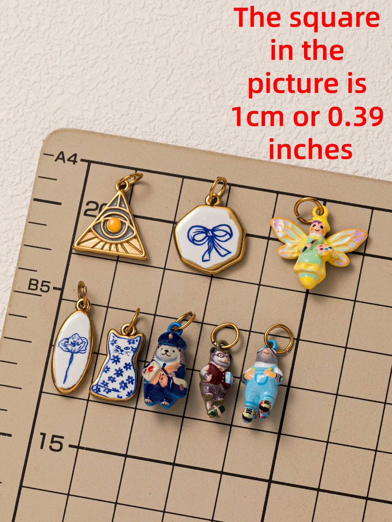 Edelstahl Minimalistische Niedliche Tier-Serie Katze Glühwürmchen DIY Anhänger Charms Schmuckherstellung – Detail 1