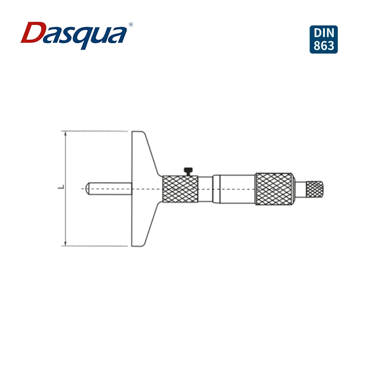 Dasqua 0-1'' 0-2'' 0-3'' 0-4'' 0-6'' 0-8'' 0-12'' 0.01 Graduation Inch Mechanical Depth Micrometer With Ratchet Stop