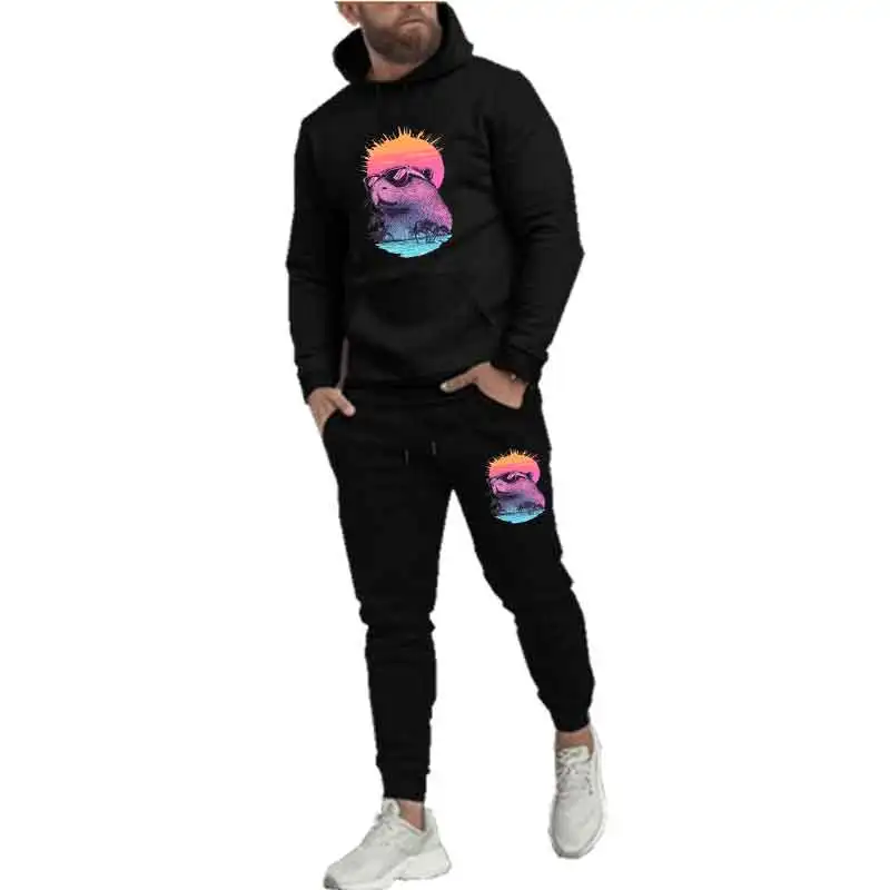 

Men Women Casual 2PC Sets Creativity Print Sweatshirts Street Fashion Trendy Outfits Sports Suit Hoodie Tops pants Spring Autumn