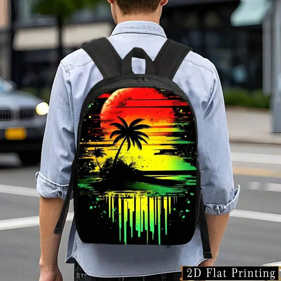 

Stylish Rasta Sunset Print Backpack For Adults Lightweight Large Capacity Daily Commute