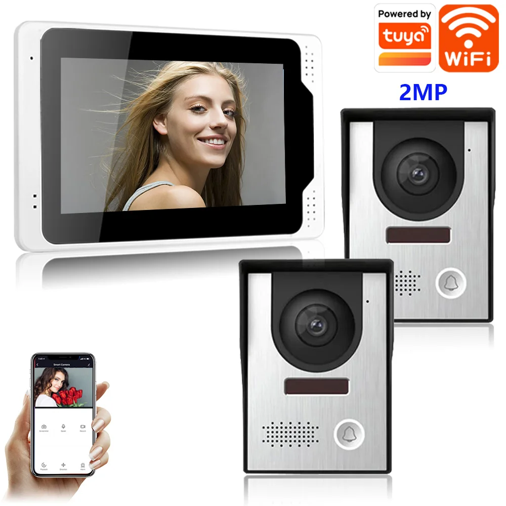 

SYSD WIFI Video Doorbell 7 inch Touch Screen Tuya Smart Intercom for Home with 1080P Camera Unlock