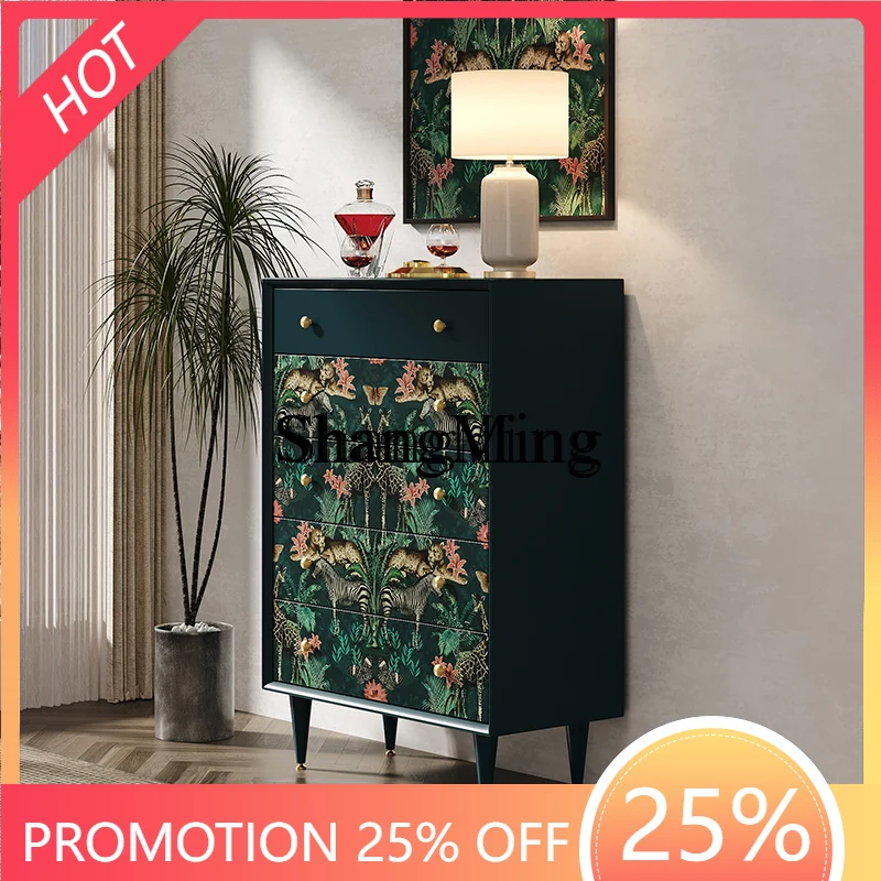 

SM Home New Retro Entrance Painted Locker Living Room Dining Side Storage Sofa Wall Side Cabinet