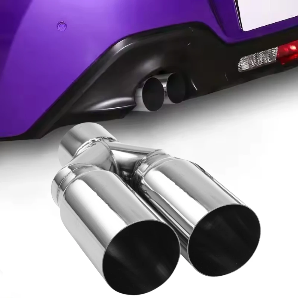 

Universal 63mm Inlet 76mm Outlet Double Cylinder Stainless Steel Exhaust Tailpipe Muffler For Car Exhaust System