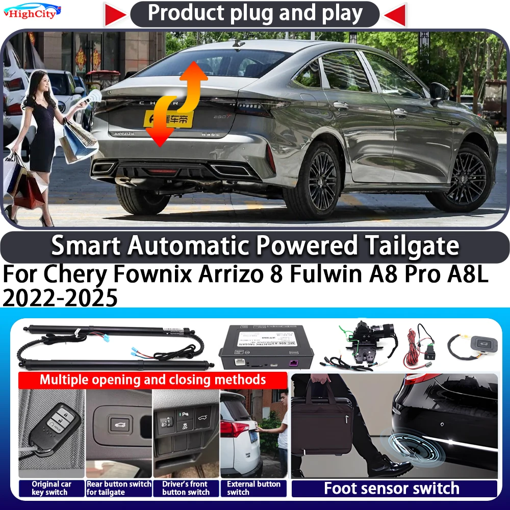 For Chery Fownix Arrizo 8 Fulwin A8 Pro A8L 2022-2025 Smart Automatic Powered Tailgate Key Control Trunk Electric Power Tailgate