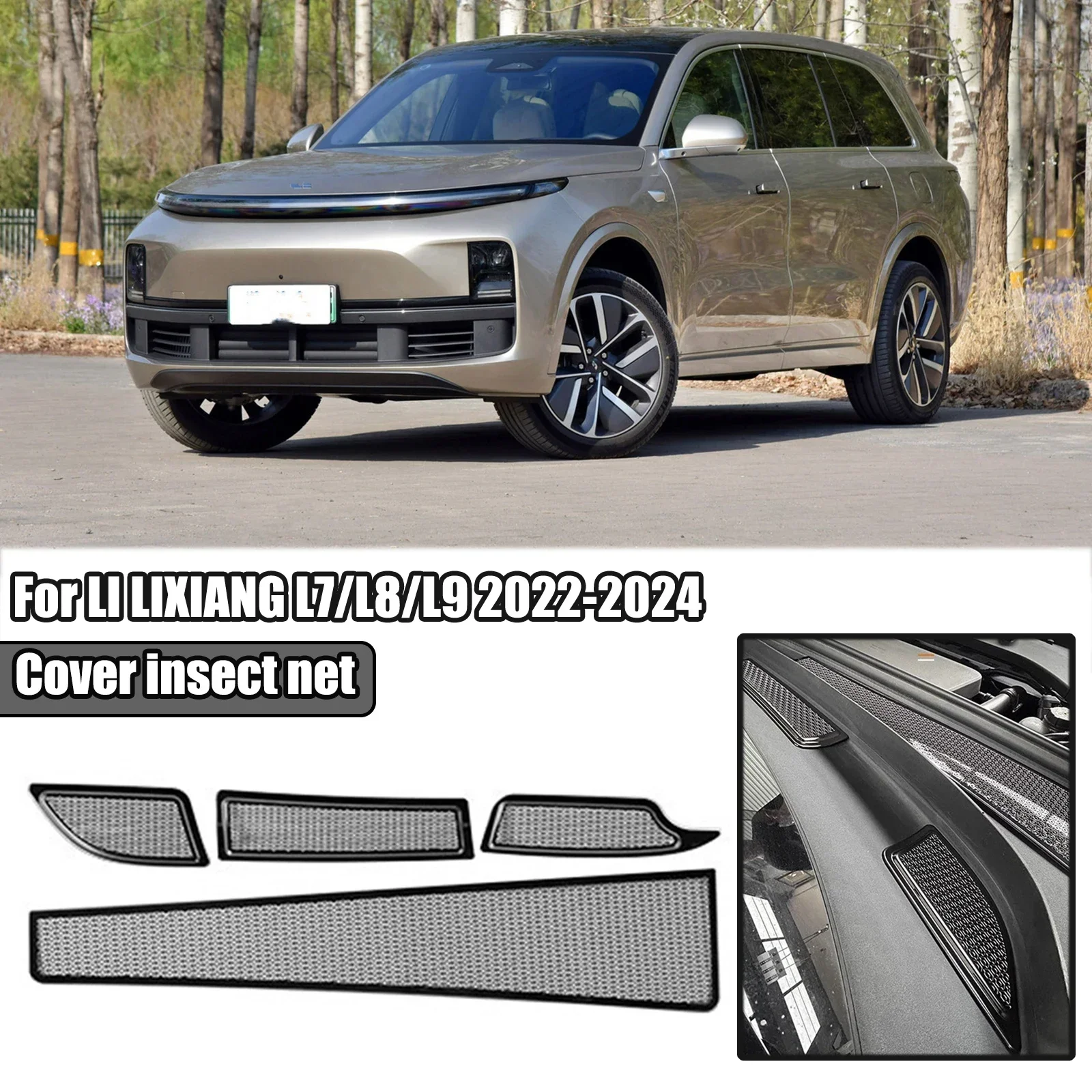 For LI LIXIANG L7/L8/L9 2022-2024 Car Machine cover insect proof Protection insect-proof net Grille Air vent cover Trim