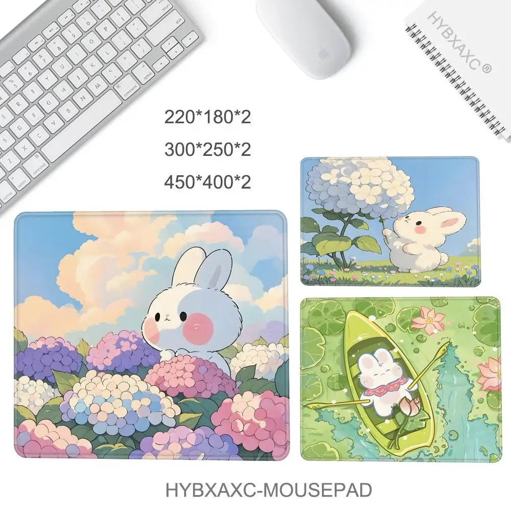 Cute Cartoon Rabbit Mouse Pad Small Office Computer Desk Mat Keyboard Mouse Pad Laptop Cushion Non-slip Deskpad Home Decor Rug
