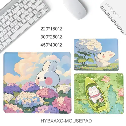 Imagen 2 del producto Alfombrilla de ratón de conejo de dibujos animados, alfombrilla pequeña para escritorio de ordenador de oficina, alfombrilla para teclado y ratón, cojín para ordenador portátil, alfombrilla antideslizante para decoración del hogar