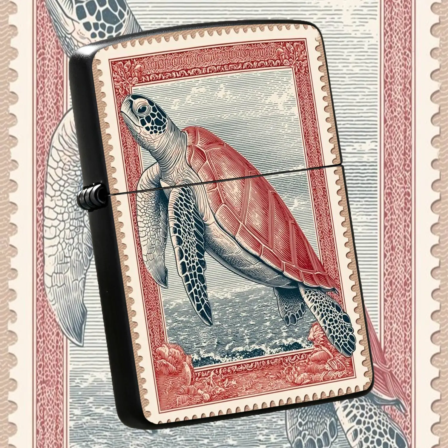 Vintage Engraved Sea Turtle Pattern Lighter, Retro Exquisite Decorative Stamp Style Sea Life Themed Portable Igniter, Ideal For Daily Use Outdoor Trip Gifting Personal Collection, Fine Craftsmanship Unique Practical Dec A Humorous And Inter