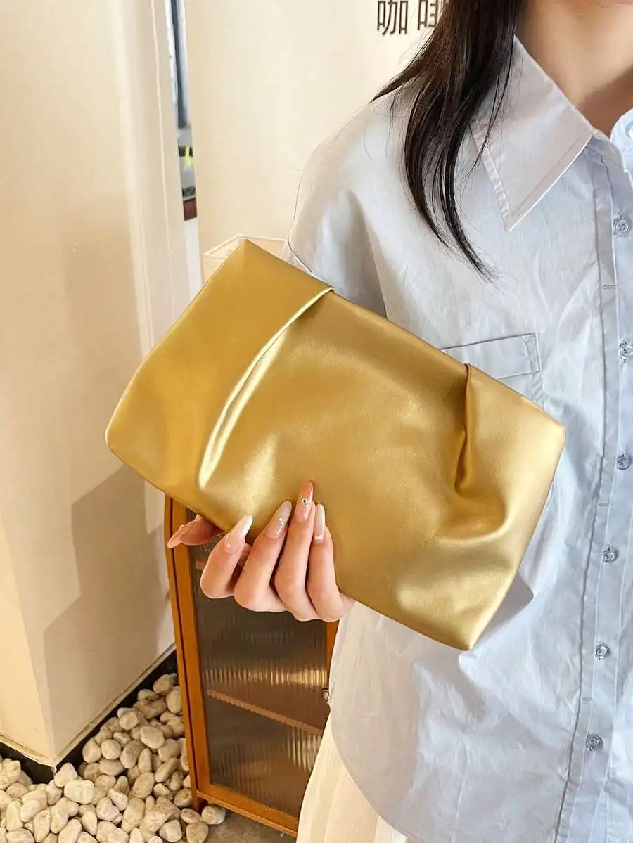 

Spring Summer Fashion Solid Color Clutch Bag Pleated Envelope Bag Casual Women Handbag