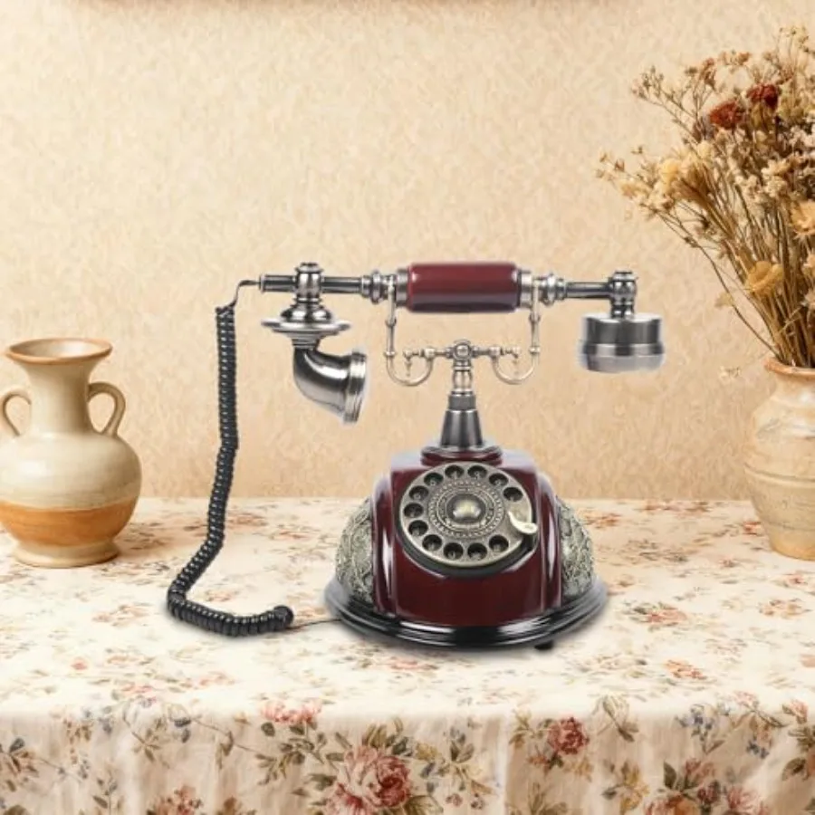 Vintage Rotary Dial Telephone, Royal Retro Corded Landline Phone, Antique Style Desk Phone, Luxury Resin Metal Old Fashion Phon view 2