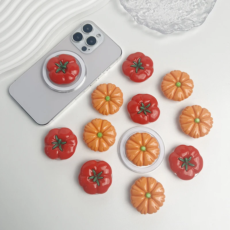 

Cute Tomato Phone Stand Magnetic Socket Grip Phone Holder For Magsafe IPhone Mac Samsung Safe Ring Finger Expanding Stand