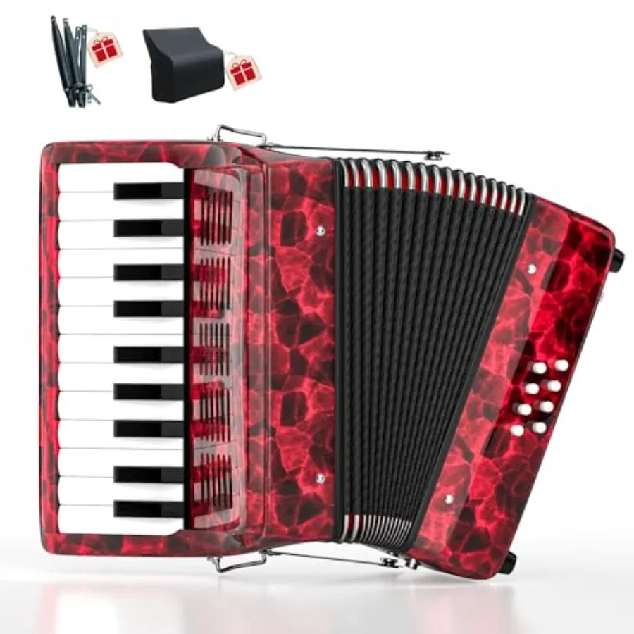

Аккордеон PYY с 22 клавишами для начинающих, студентов и подростков, из высококачественного кленового дерева, с 8 басами, простой в освоении музыкальный инструмент, в комплекте