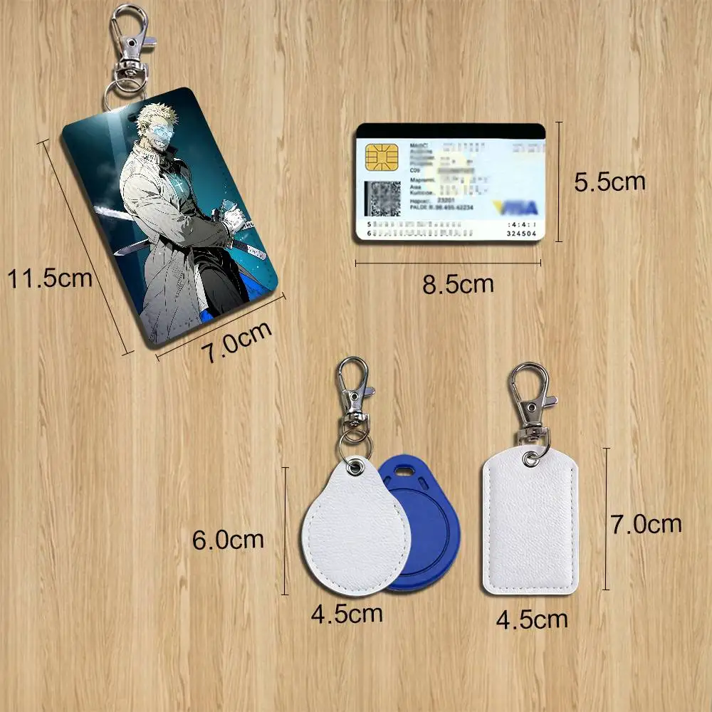 Alexander Alucard Hellsing Ultimate Rectangle ID Card Case Keychain Access Card Bag Key Tag Ring Leather Card Holder Key Ring