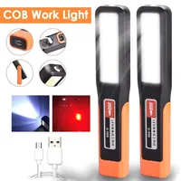 LED work light with magnet lighting maintenance flashlight Car Garage Lamp Mechanic charging COB car maintenance light with hook