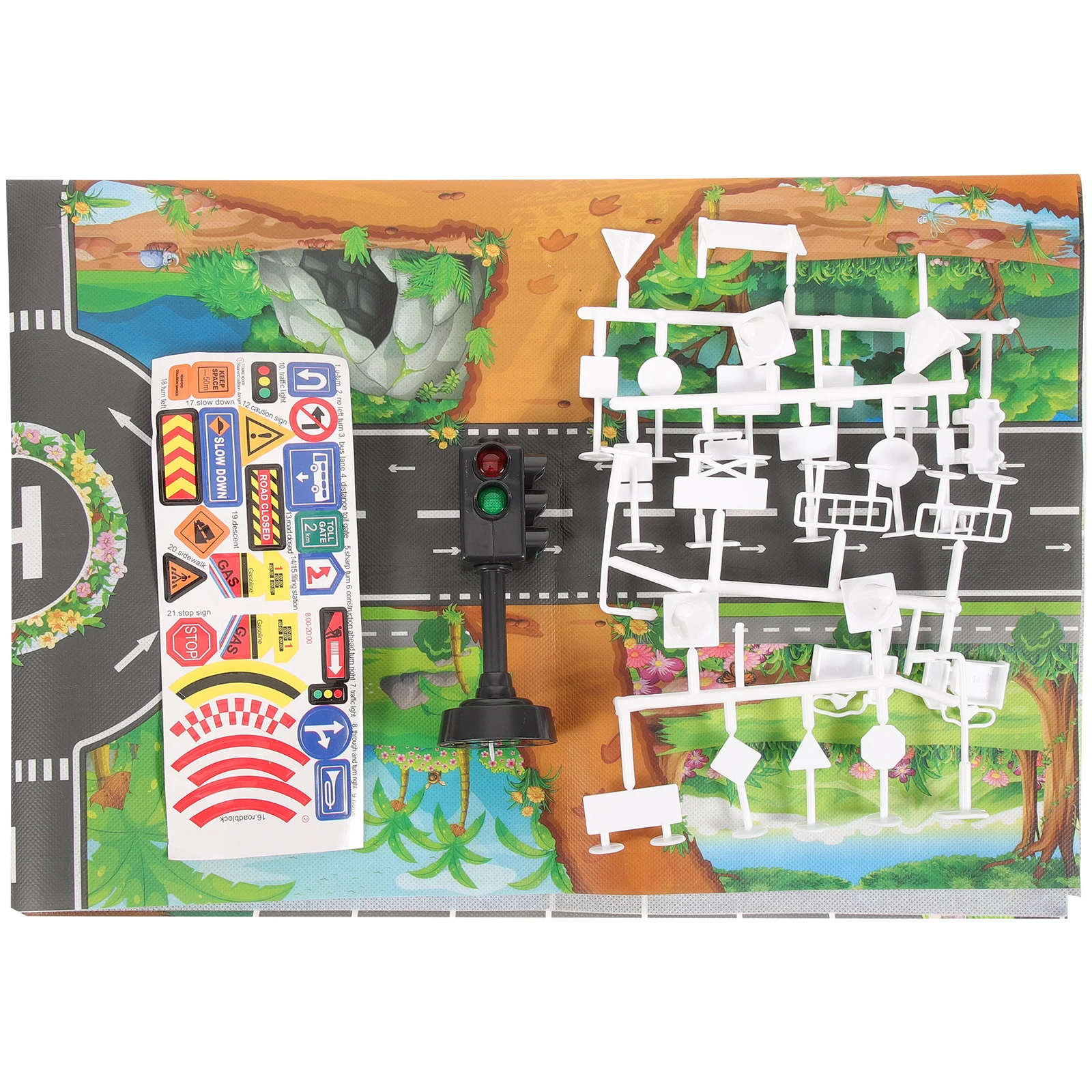 

1 комплект, коврик для дорожного движения, подробные мини-дорожные знаки, безопасный образовательный набор уличных дорожных сигналов, раннее обучение для детей