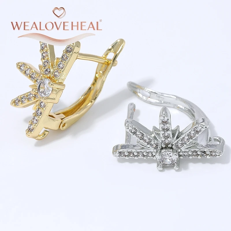 schmuckherstellung zubehör, 1 Paar 18K vergoldete Messing-Stern-Sonnenstrahl-Ohrringhaken mit Mikro-Pavé-Zirkonia und offenem Öhrchen für DIY-Schmuckherstellungszubehör – Detail 17