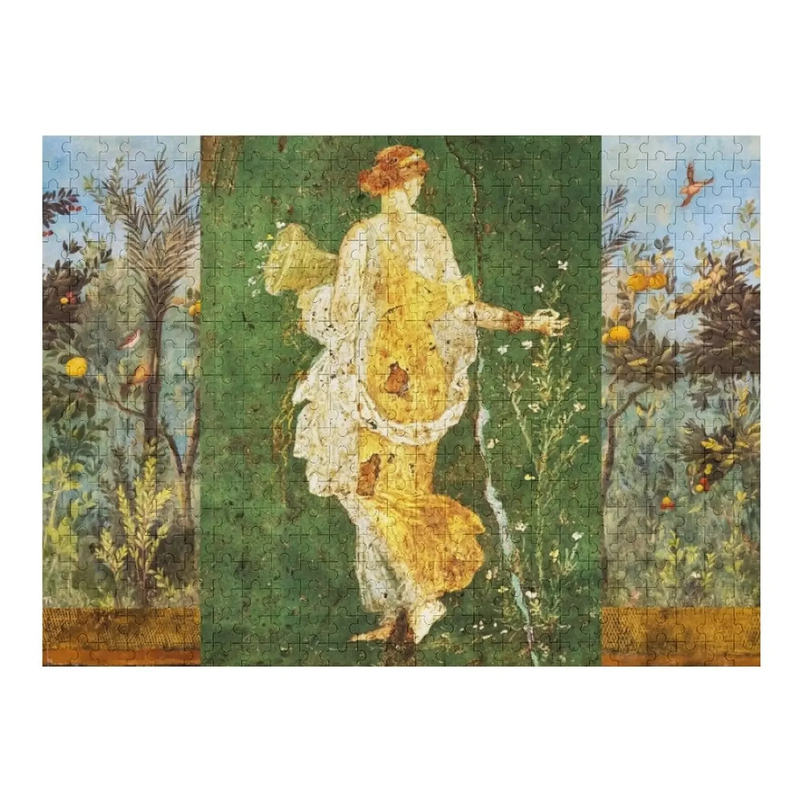 

FLORA,POMPEII ,ANTIQUE ROMAN WALL PAINTINGS Flower Garden Flying Birds ,Quince and Apple Trees Jigsaw Puzzle