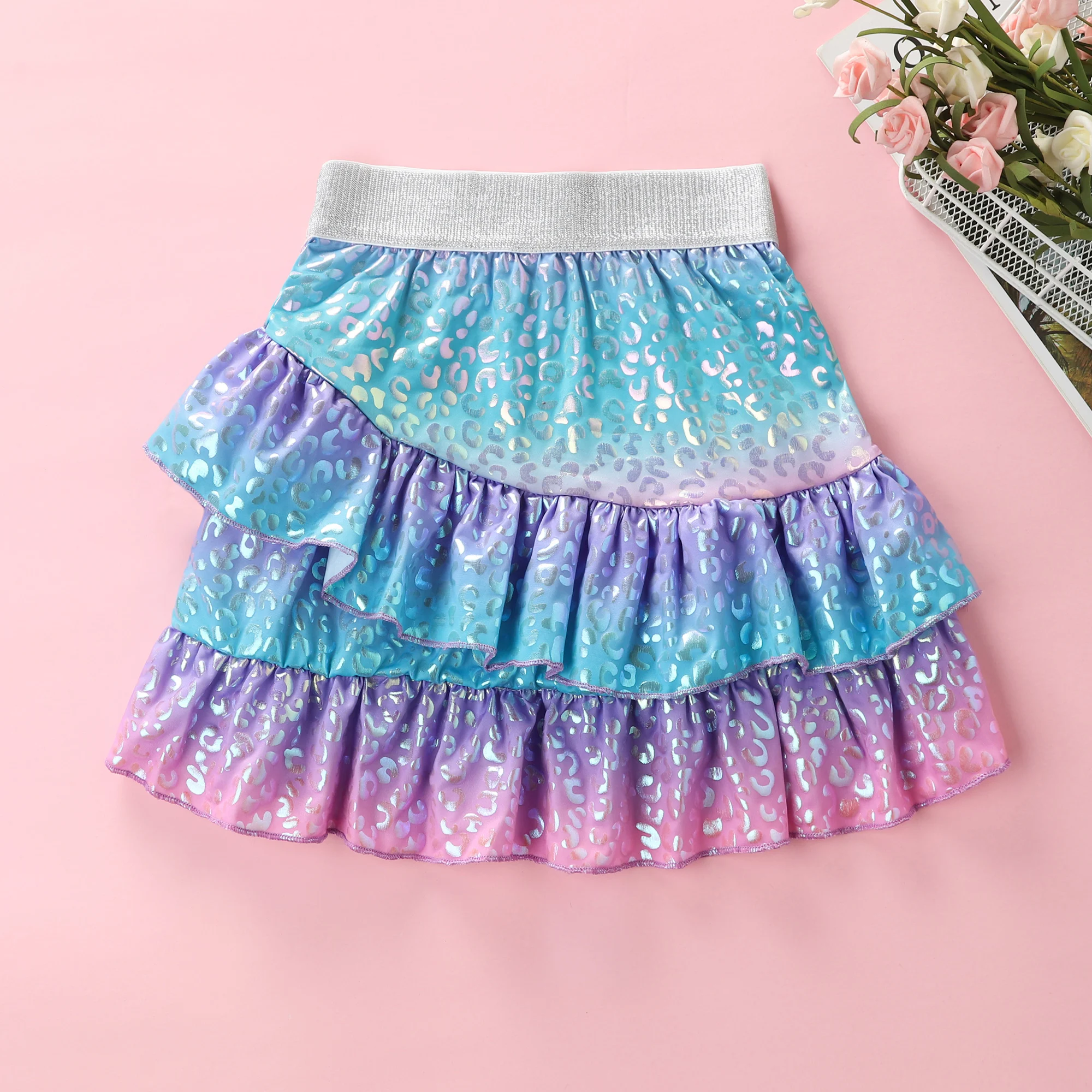 Summer New Mermaid Rainbow Fish Scales Summer Birthday Party Colorful Skirt F5510 for Primary and Secondary School Girls F5510