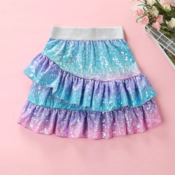 Girls Mermaid Rainbow Skirt 2 Summer New Mermaid Rainbow Fish Scales Summer Birthday Party Colorful Skirt F5510 for Primary and Secondary School Girls F5510 2
