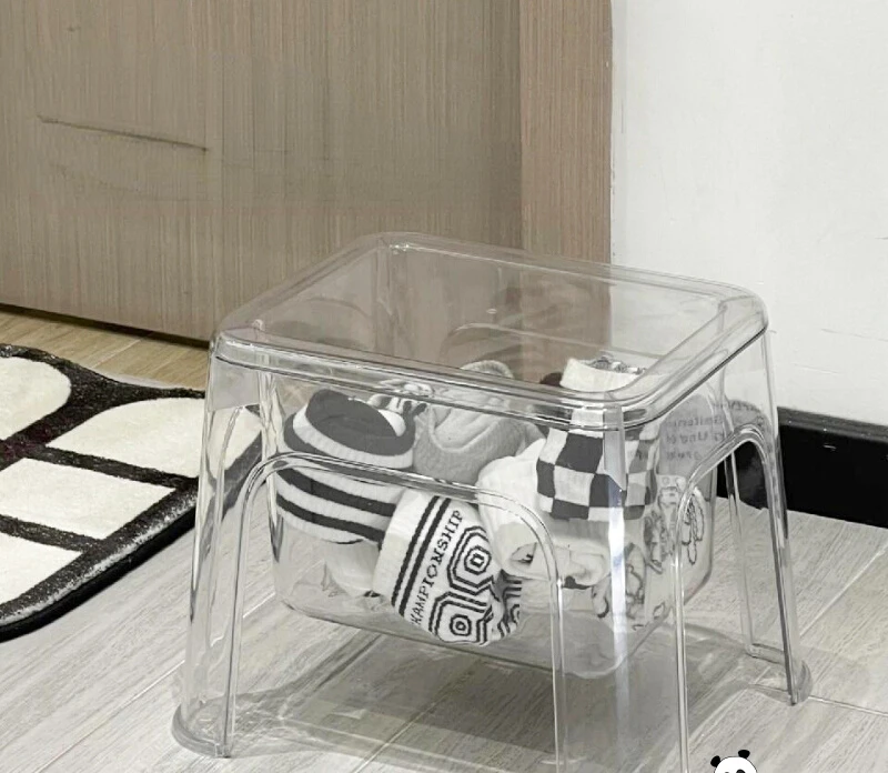 household transparent living room toy finishing simple wind small square stool low stool plastic stool thickened small bench