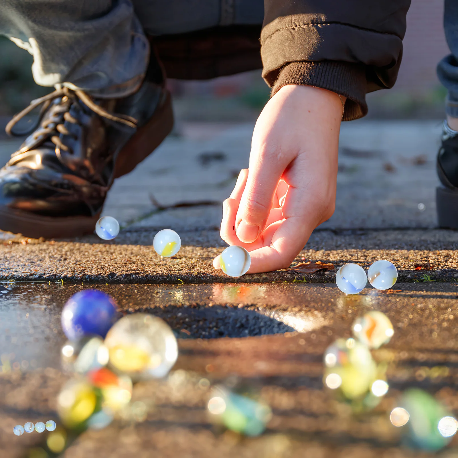 

50Pcs Glass Marbles Milk White Pattern 16mm Durable Smooth Texture Safe for Kids DIY Craft Colored Glass Marbles Bulk