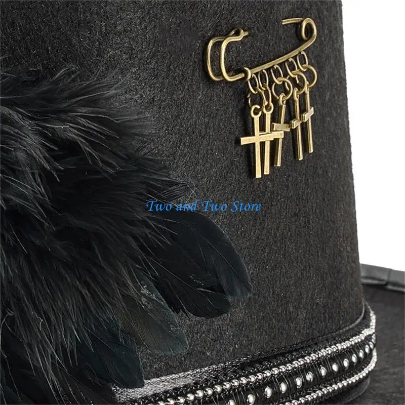 HX6F Gotycka czapka ze skrzydlatymi piórami Steampunk Design Trwałe gotyckie skrzydło Coser na imprezę Cosplay