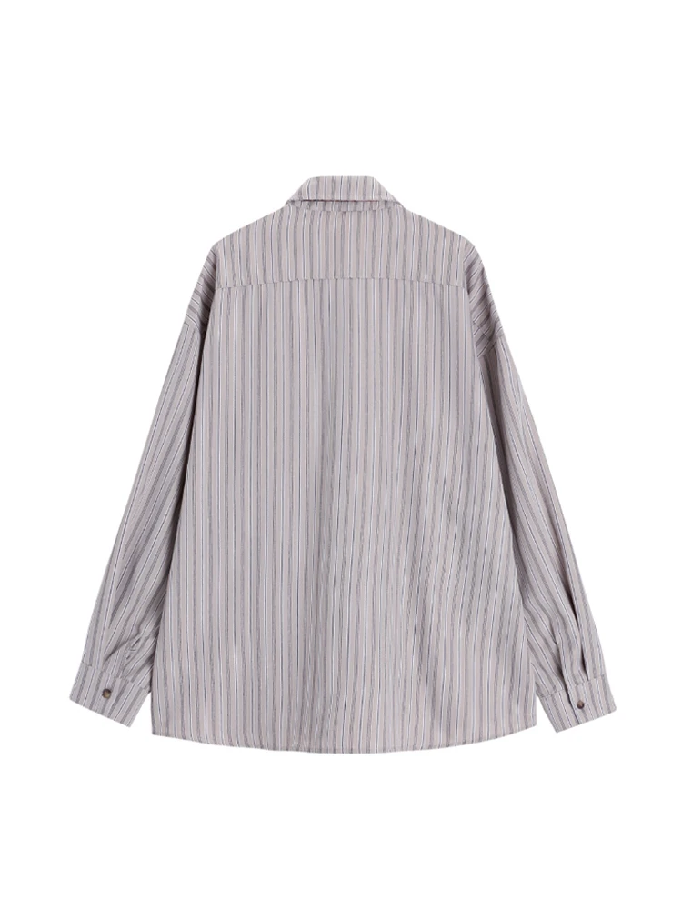 Women\'s Striped Knitted Shirt Elegant Oversize Long Sleeve Shirts 2000s Y2k Korean 90s Vintage Harajuku Elegant Blouses Clothes