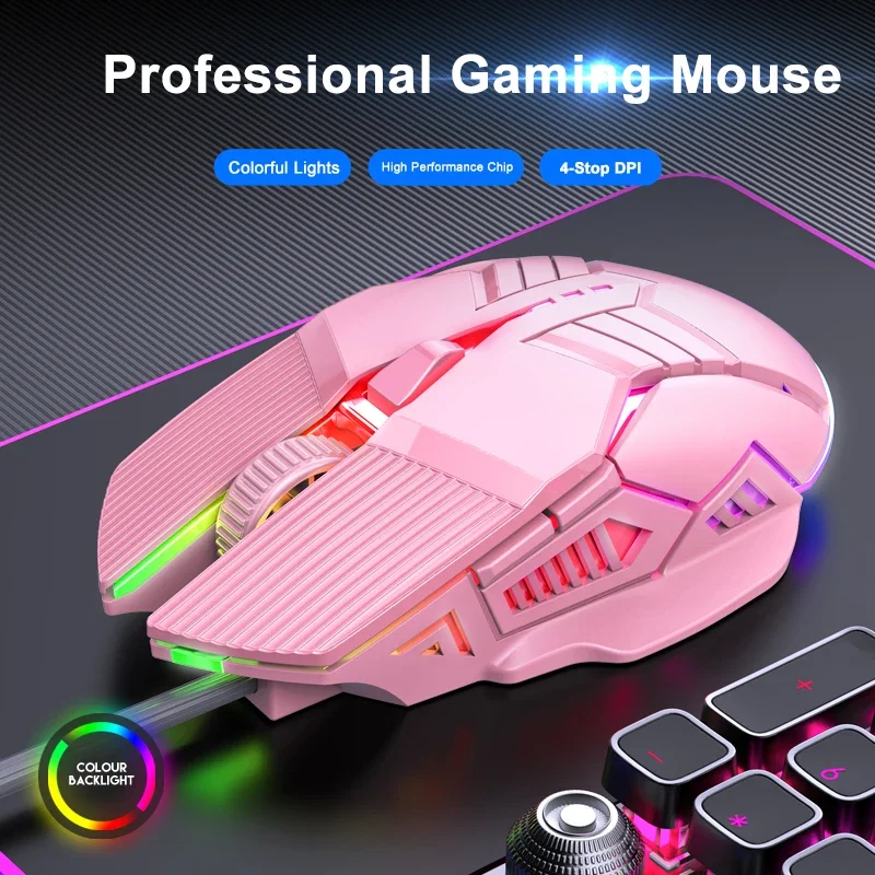 

Gaming Mouse Wired 3200DPI 6-key Programmable Wired Mouse Desktop Light Cool Automatic Gun for Notebook Laptop PUBG PC Gamer