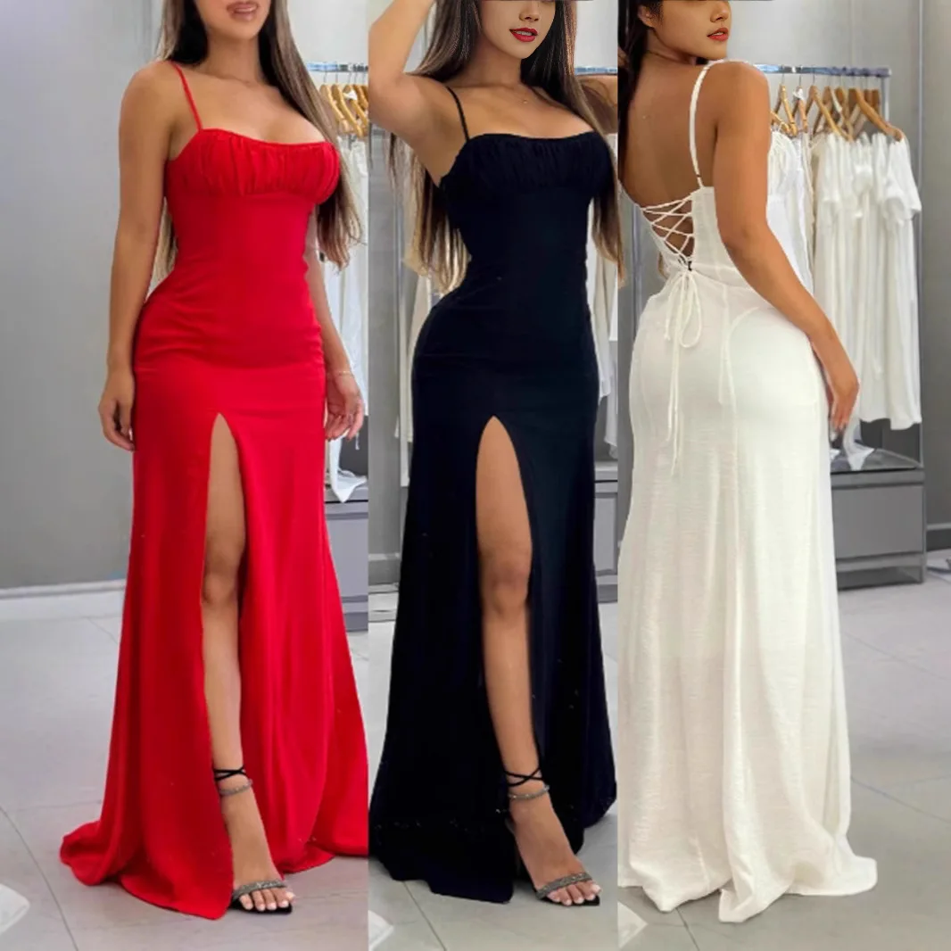 

European Style Summer Dress Fashion Suspenders Sexy Backless Cultivate One's Moral Character Wrap The Buttocks Temperament