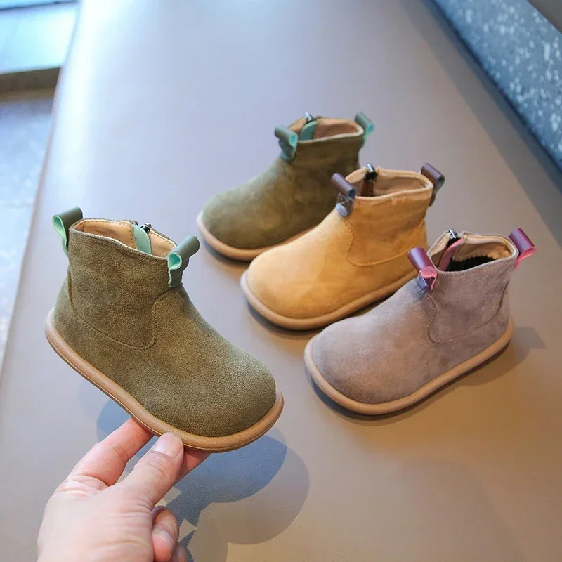 Autumn Winter Baby Boys Girls Boots Oxford Suede Children Casual Shoes Outdoor Anti-slip Infant Shoes Kids Plush Ankle Boots