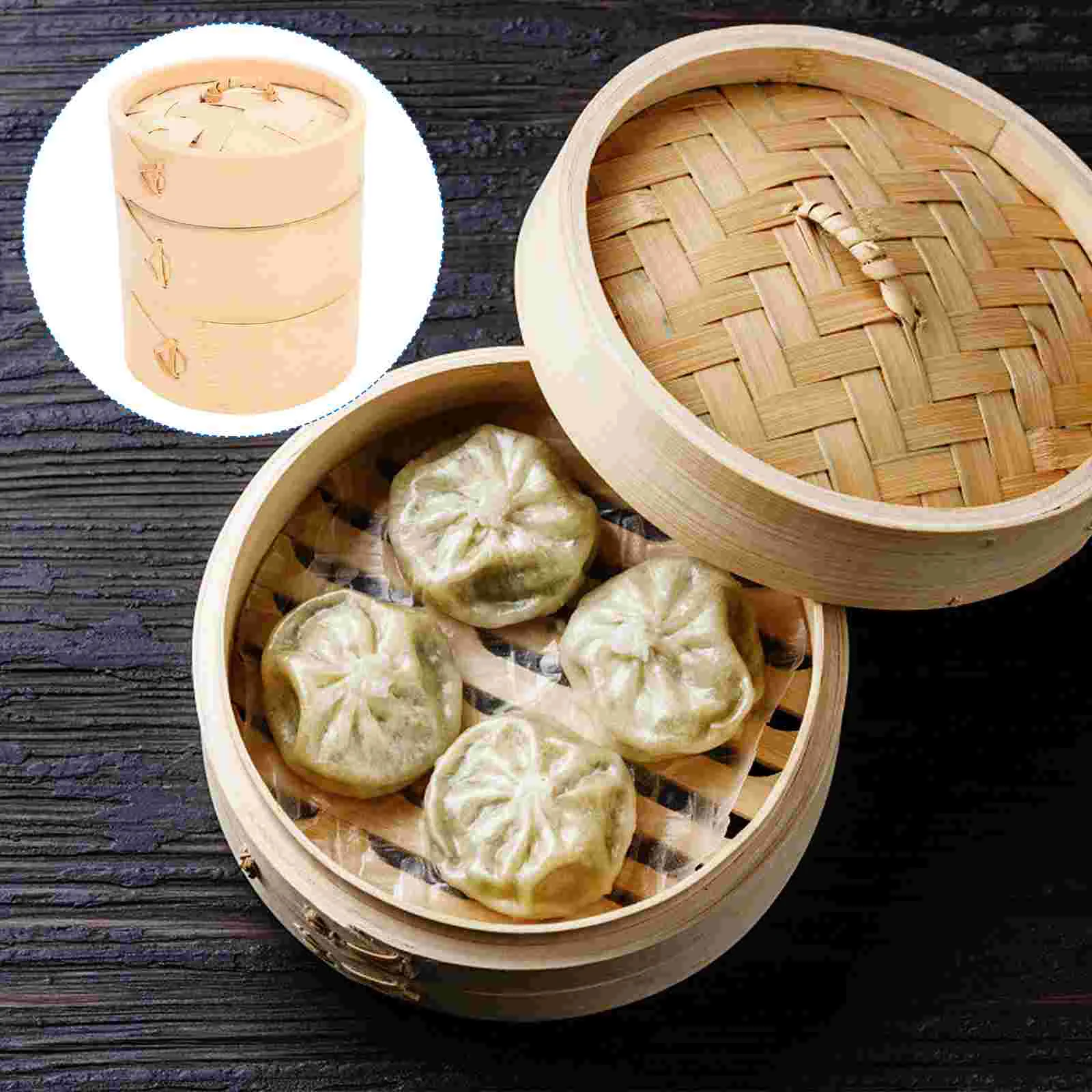 

Tape Measure Holder Steamer Household Reusable with Cover Practical Kitchen Food Dim Sum Bamboo