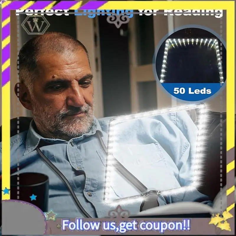 New 5X Hands Free Magnifying Glass With 50 LED Light,Gooseneck Page Magnifier For Senior Low Vision Reading,Repairing,Sewing