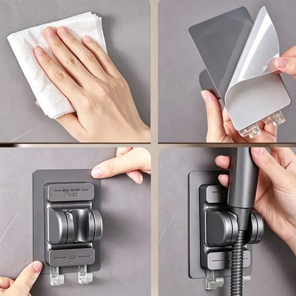1 PC New Self-Adhesive Shower Head Holder with Super Strong Fixation That Won't Fall Off, Handheld Shower Head Holder