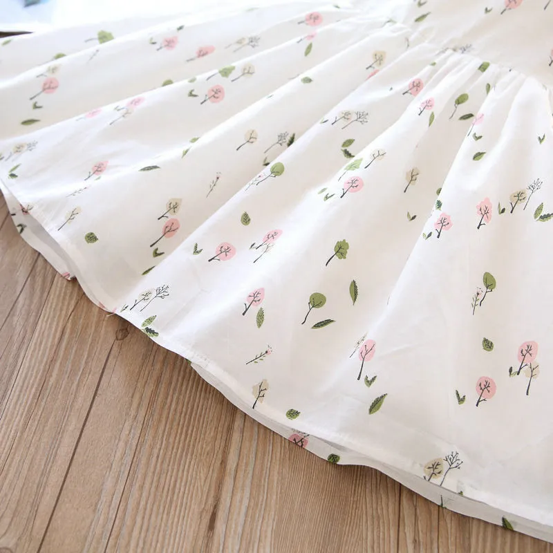 Vestido de verão para meninas, novo vestido colete elegante para crianças, algodão puro, verão, floral, bebê, vestido de princesa