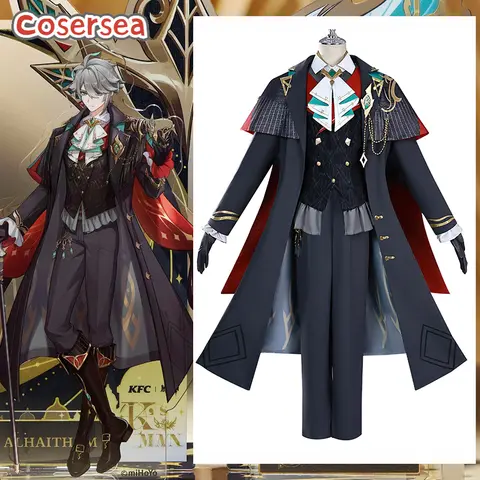 Cosersea Alhaitham Cosplay Costume Game Genshin Impact KFC Collab Alhaitham Role Play Halloween Party Men Uniform Outfit Fullset