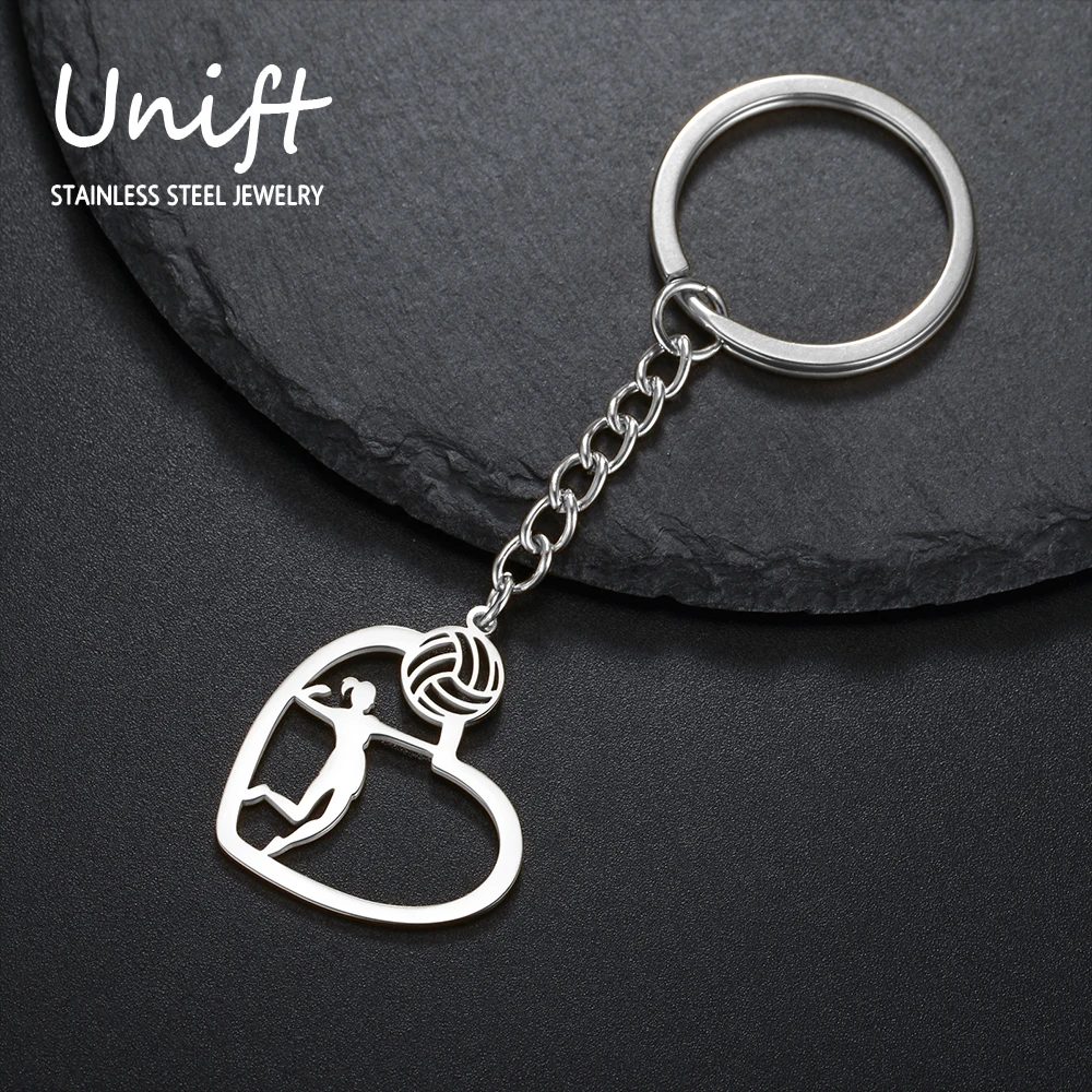 Unift سلسلة مفاتيح رياضية للكرة الطائرة للفتيات في القلب ، سلسلة مفاتيح جذابة من الفولاذ المقاوم للصدأ ، إكسسوارات حقائب فريق المدرسة #2