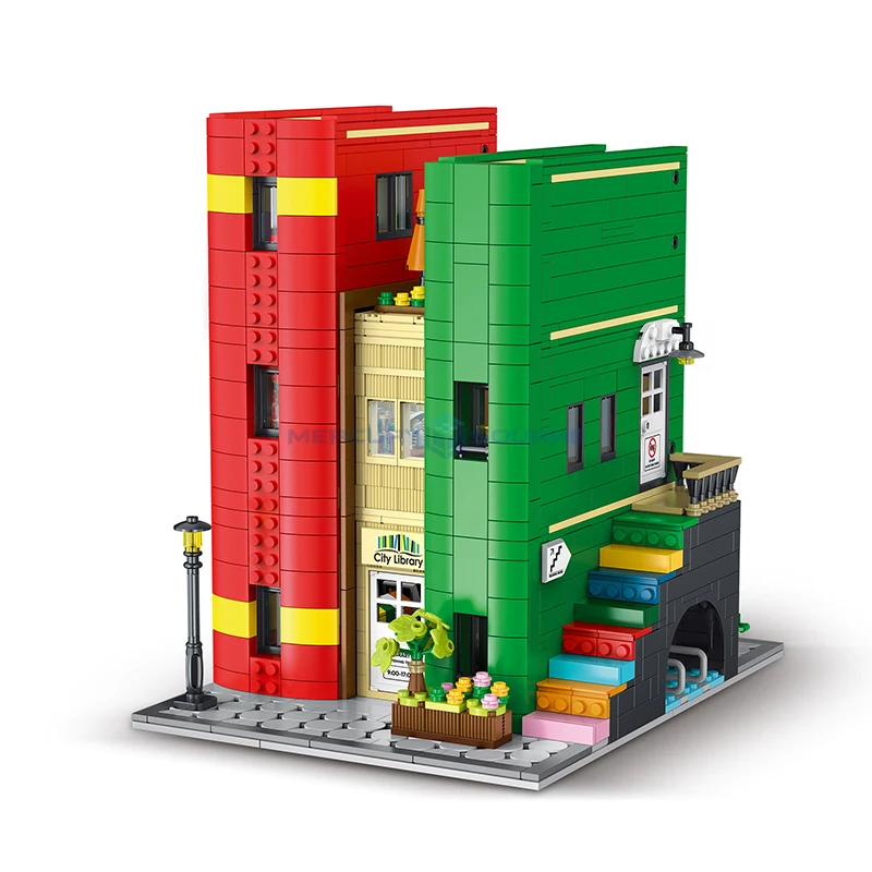 Cities Library MOC 10211 City View House Book-shaped Architecture Bricks Modular Model Building Blocks Gift Ideas Toy Kids Adult