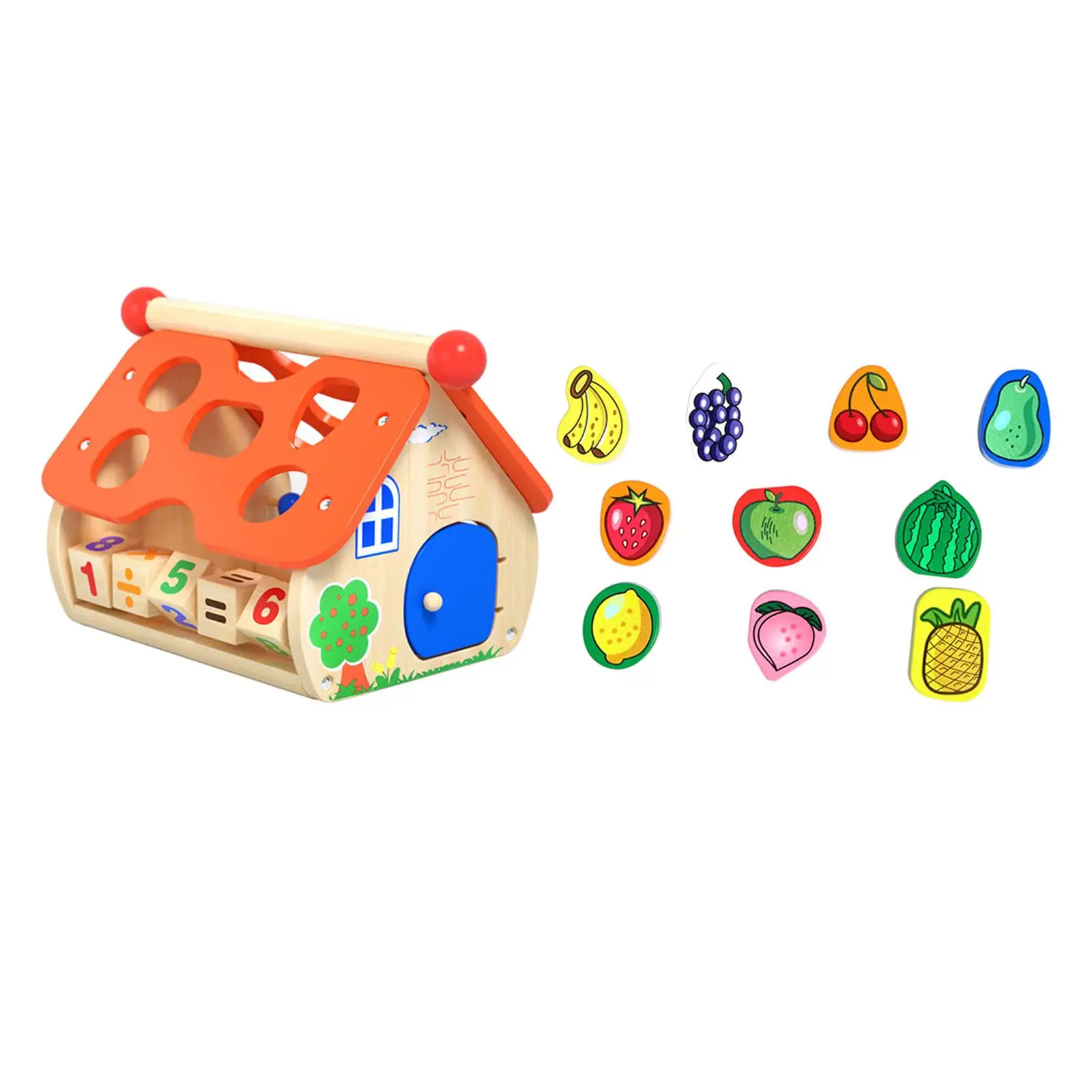 Jouets de trieur de documents de forme pour filles et garçons, maisons occupées, centre d'activités, blocs assortis de fruits, motricité fine, cadeaux