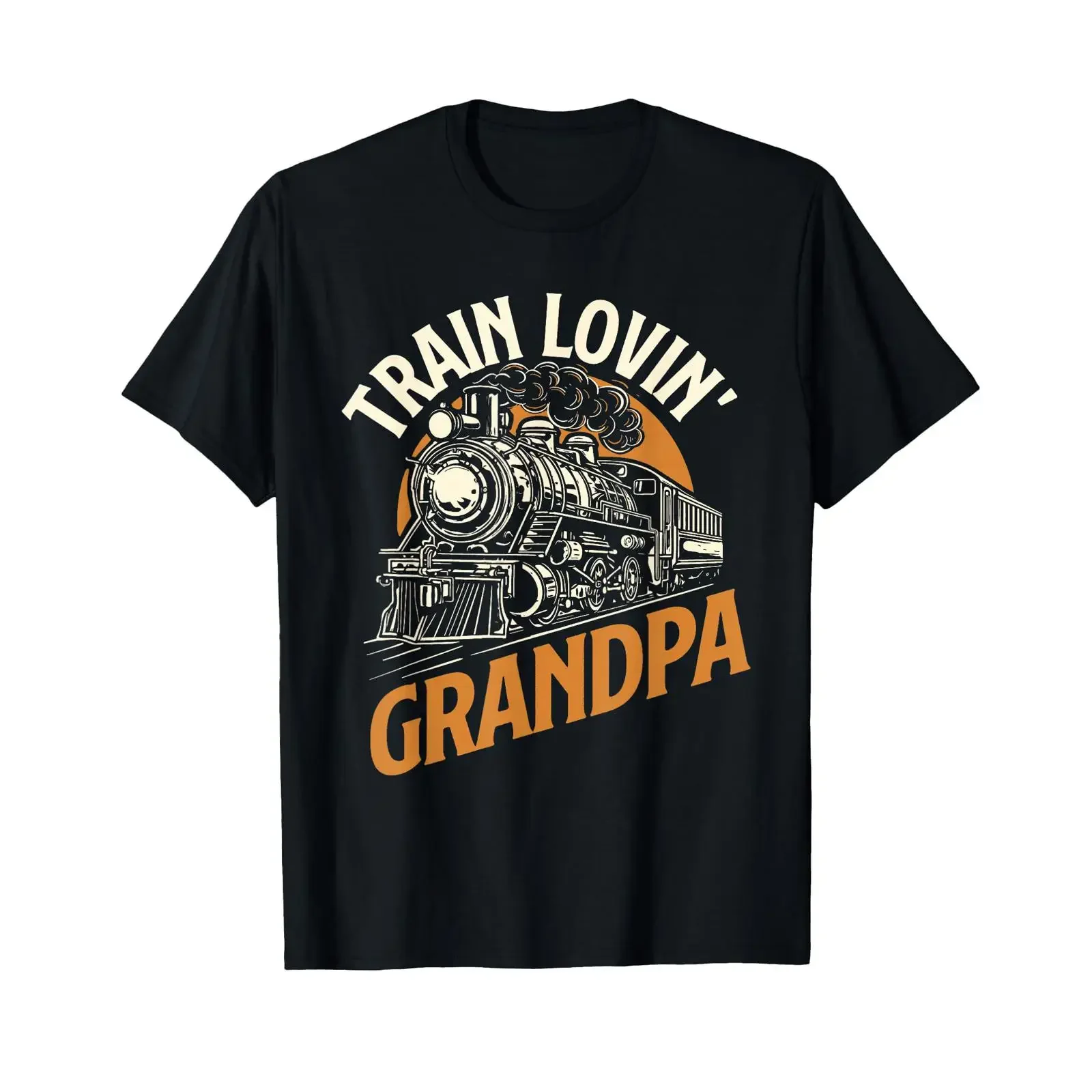 Train Lovin Grandpa Locomotive Lover Railroad Trainman T Shirt vintage Washed Breathable Stretched designer clothes Stylish