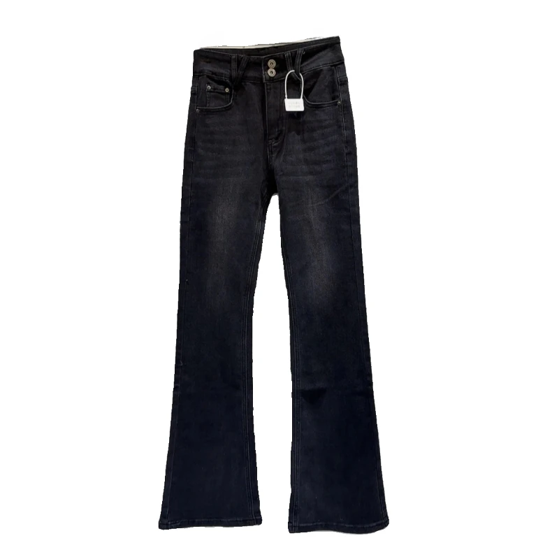 Jeans azul simples casual para mulheres, cor sólida, design lavado e desgastado, calça fina e emagrecedora, nova para primavera e verão