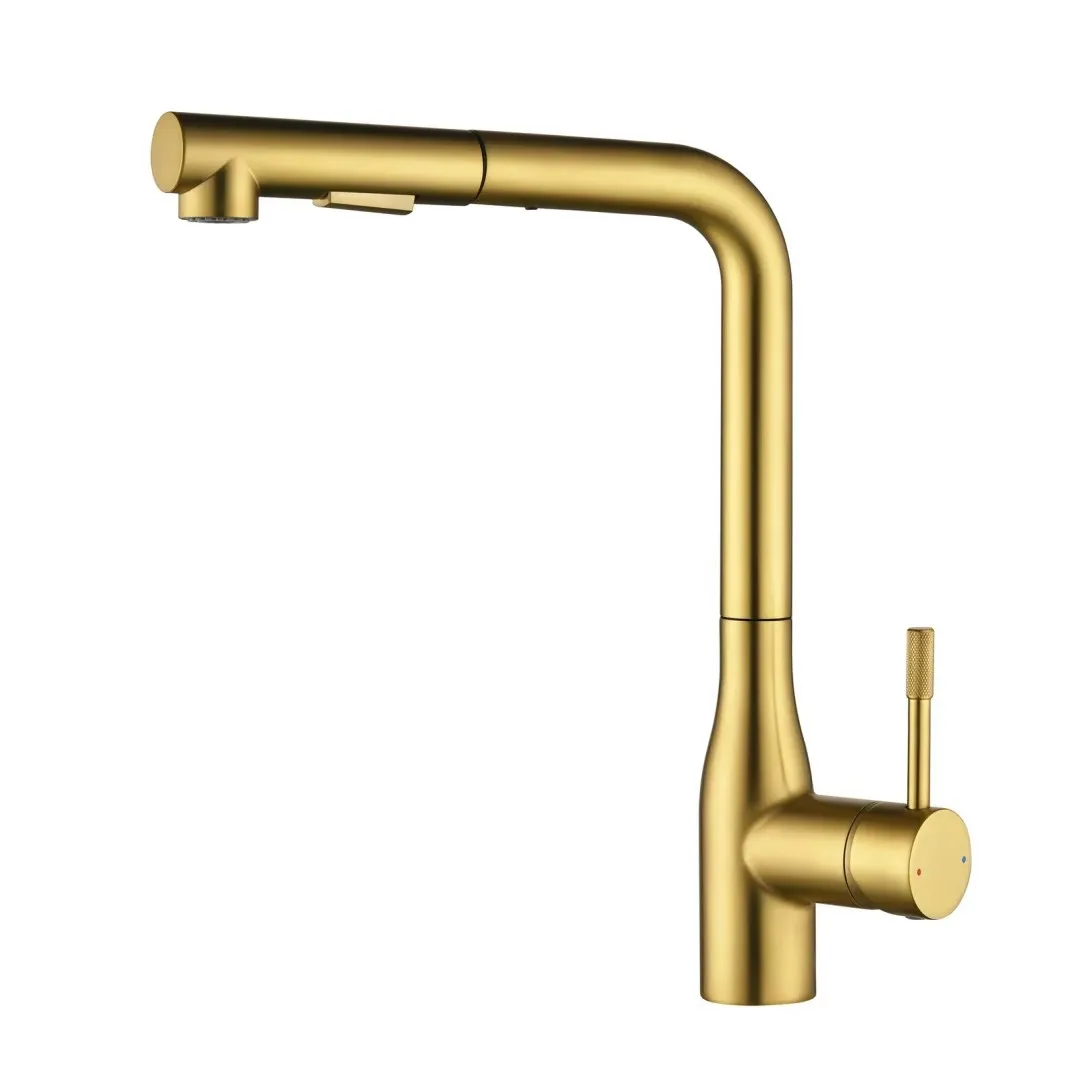 Brushed Gold Pull Out Kitchen Faucet Grey Sink Faucet Mixer Tap 360 degree rotation torneira cozinha mixer taps Kitchen Tap