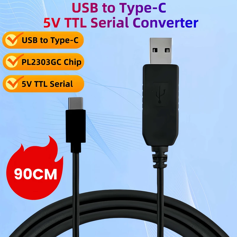 90cm-pl2303gc-chipset-usb-para-tipo-c-5v-ttl-cabo-conversor-serial-multi-dispositivo-compativel-5v-ttl-adaptador-serial-conversor-cabo