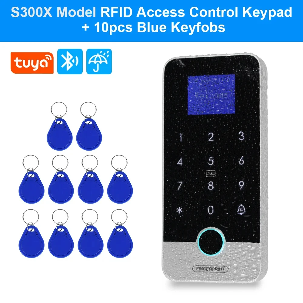 

1.77inch Tuya APP Smart Fingerprint RFID Access Control Keypad Touch IP65 Waterproof 13.56MHz Door Opener Keyless Lock System