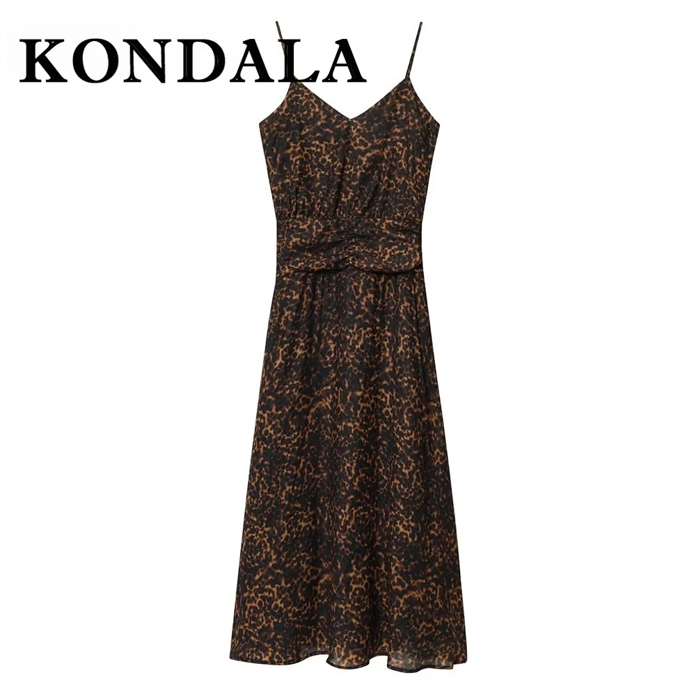 เดรสสายเดี่ยวลายเสือดาวสุดชิคจาก KONDALA แฟชั่นปี 2025 สำหรับงานปาร์ตี้กลางคืน สไตล์ลำลอง เปิดหลัง ทรงเข้ารูป สวยสง่า