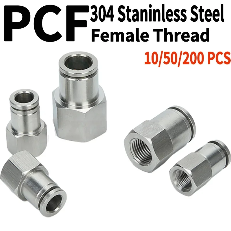 

PCF Pneumatic Quick Coupling:304 Stainless Steel, BSPT Internal Thread, Compatible with 1/8",1/4",3/8",1/2" Air Hoses (4mm-12mm)