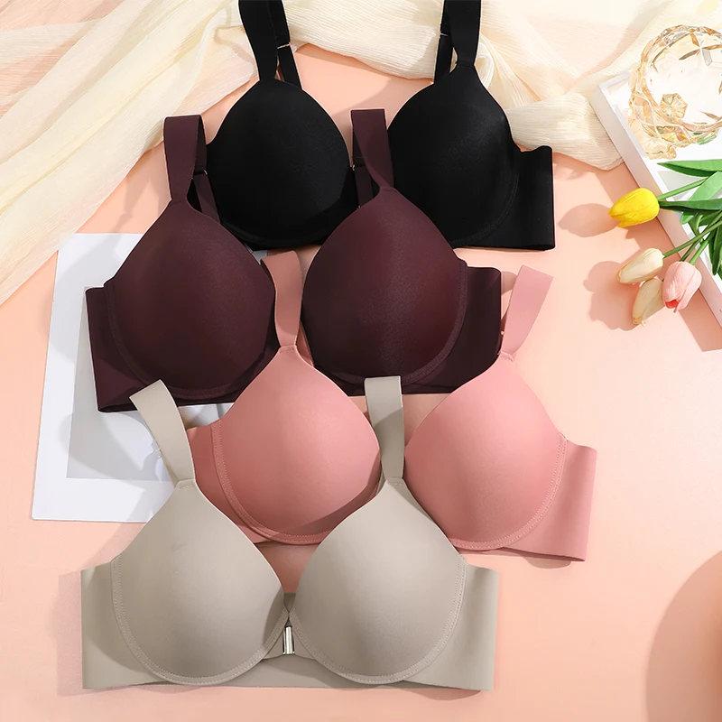 Finetoo Front Buckle Women Bra Back Smooth Out Shaper Bra Plus Size Wide Band Bras Shapewear Back Fat Smooth Underwear CD Cup