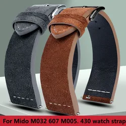 Watchband For Mido Helmsman M032 607 M005. 430 High Quality Frosted Suede Genuine Leather Watch Strap 23mm Men's Watch Chain