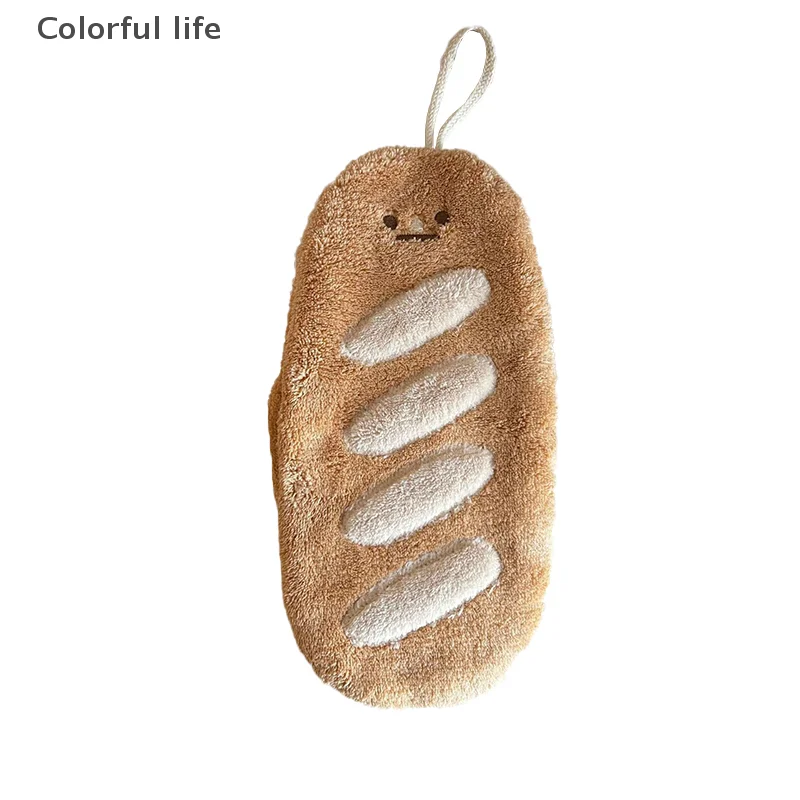 منشفة يد معلقة بتصميم كرواسون لطيف من المخمل المرجاني غير قابلة للتساقط للمطبخ أو الحمام، واللوازم المنزلية #6